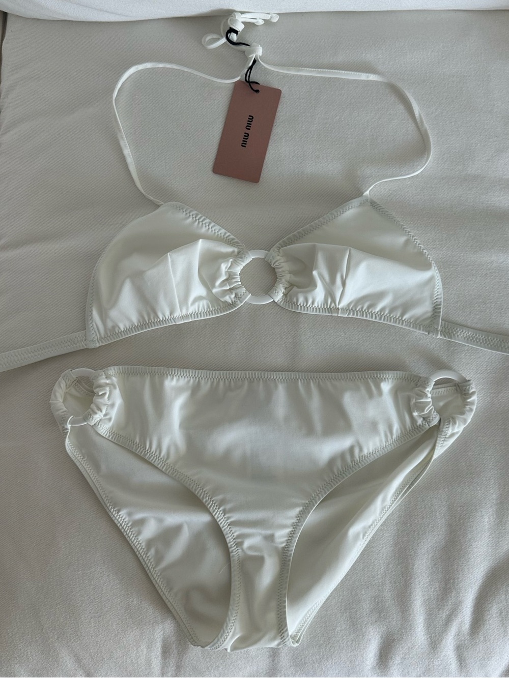 Miu Miu White Ring-Accent Bikini Set NWT